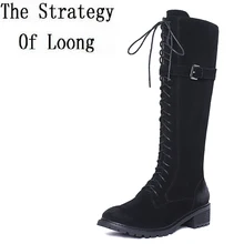 Короткие плюшевые женские зимние высокие сапоги из натуральной кожи на молнии разных цветов; сезон весна-осень; высокие сапоги с украшением в виде пряжки; ZY171101