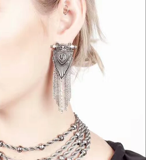 

Thailand Style Ancient Silver Gold Color Tibetan Earring Boho Charm Statement Silver Color Gypsy Turkish Jhumka Jewelry brincos