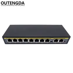 8 + 2 Порты PoE коммутатор 10/100 Мбит/с Мощность более инжектор ethernet Switch with External Питание адаптер для Камера AP VoIP