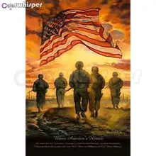 Алмазная картина Полная площадь/круглый флаг американских солдат Daimond картина из стразов с вышивкой из страз стежка 669