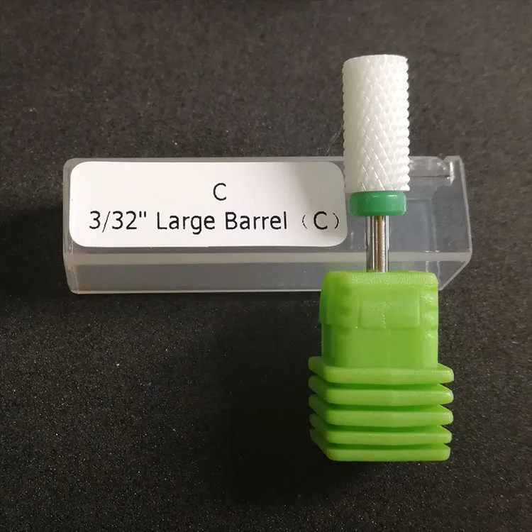 3/32 керамическое сверло биты для ногтей сверло хорошего качества, буровые инструменты для ногтей прибор для маникюра, педикюра аксессуары ультратонкая средней зернистости Мощность сверла по металлу - Цвет: LargeBarrel - Green