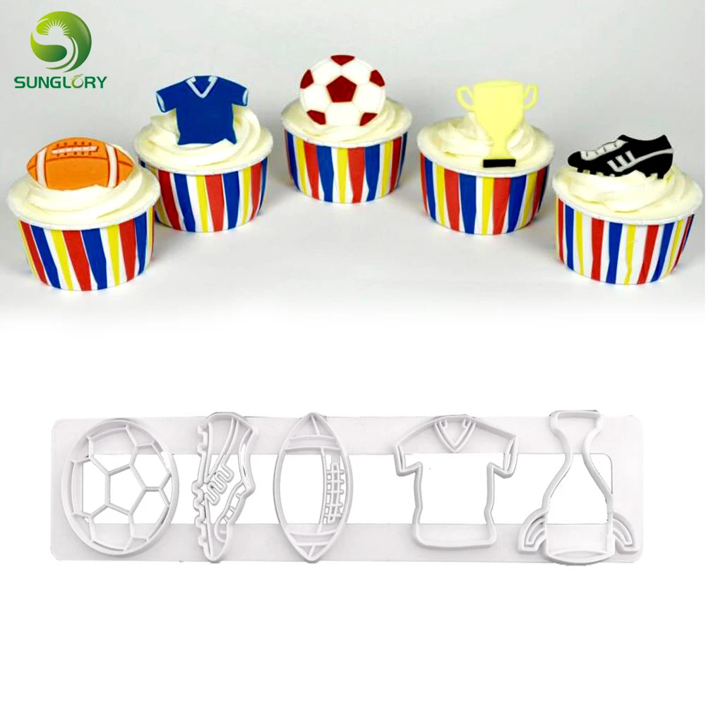 

Get Sporty Cookie Cutter Football Trophy Sport Cupcake Mold Fondant Cake Decorating Tools Baking Cake Decor Cutting Dies Mold