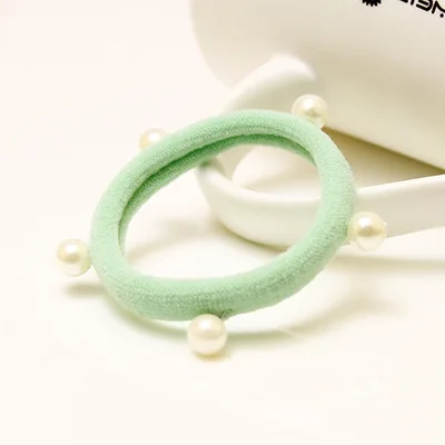 B4 Light green Новые Сатиновые полиэфирные жемчужные резинки для волос с золотым краем, тянущиеся резинки для волос, держатель для конского хвоста, женские резинки, аксессуары, ленты для волос - Цвет: B4 Light green
