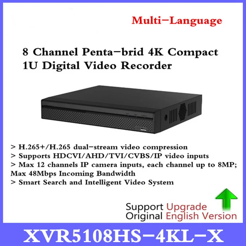 

DH Multi-Language XVR5108HS-4KL-X H.265 8 Channel 4K Compact 1U Digital Video Recorder supports HDCVI/AHD/TVI/CVBS/IP