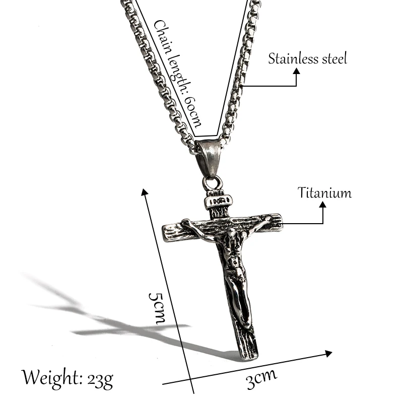 Иисус Христос крест кулон Цепочки и ожерелья для Для мужчин Винтаж мужской Нержавеющая сталь Средства ухода за кожей шеи колье цепи Цепочки и ожерелья Jewelry Интимные аксессуары
