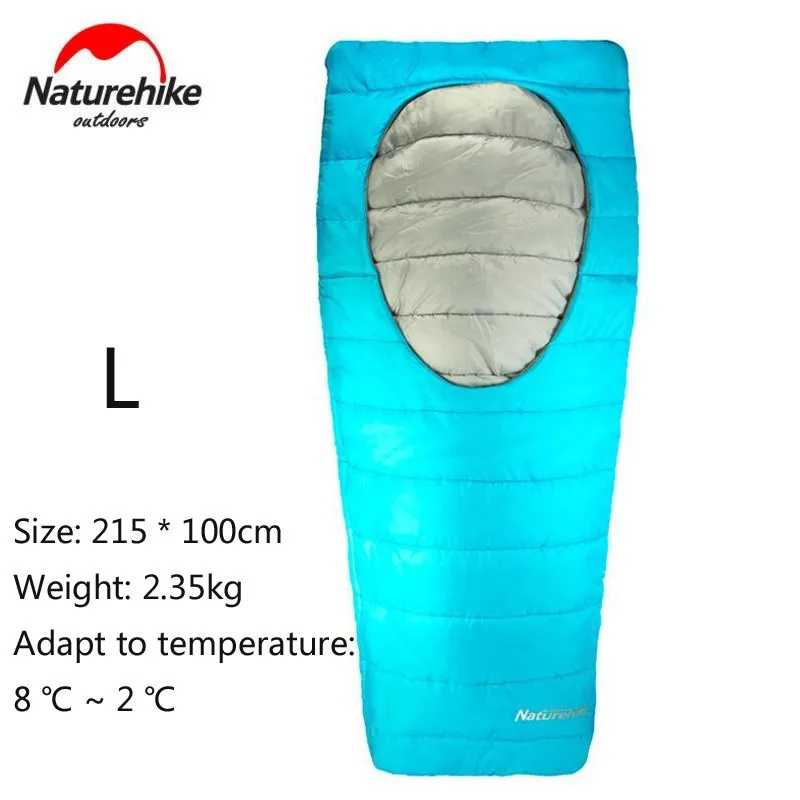 NatureHike зимний 2~ 8 градусов Сверхлегкий Мумия спальный мешок хлопок ленивый мешок с компрессионным мешком для пешего туризма кемпинга путешествия - Цвет: Blue L
