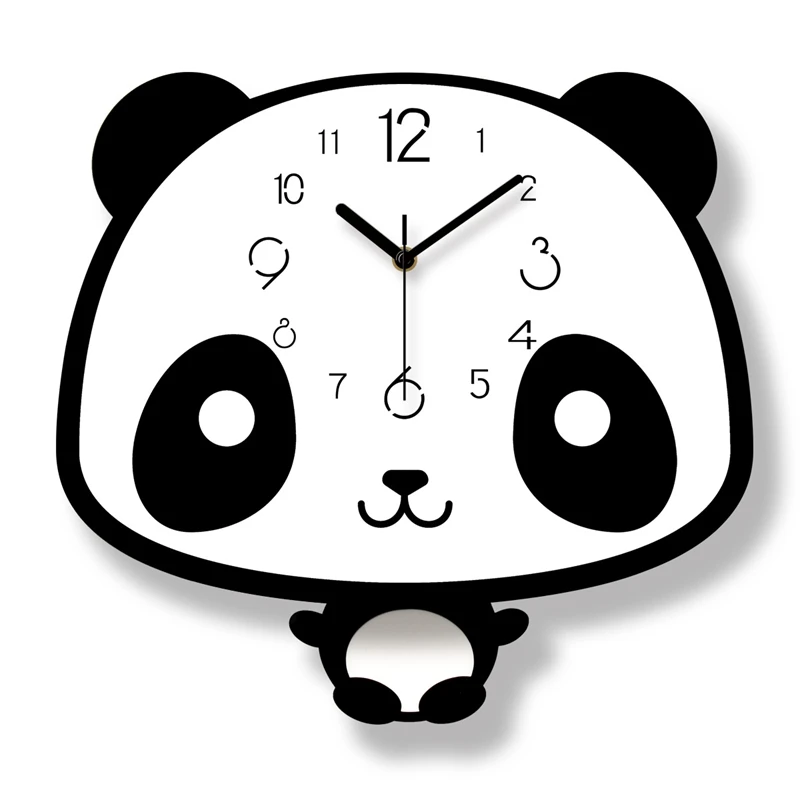 Милые детские настенные часы панды Тип Детские подарки настенный Декор часов беззвучный домашние часы настенные часы мультфильмы