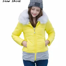 Snowshine #3001 Женщины Зима Короткие Пальто Куртки Проложенный С Капюшоном Меховой Воротник Хлопок Одежда бесплатная доставка