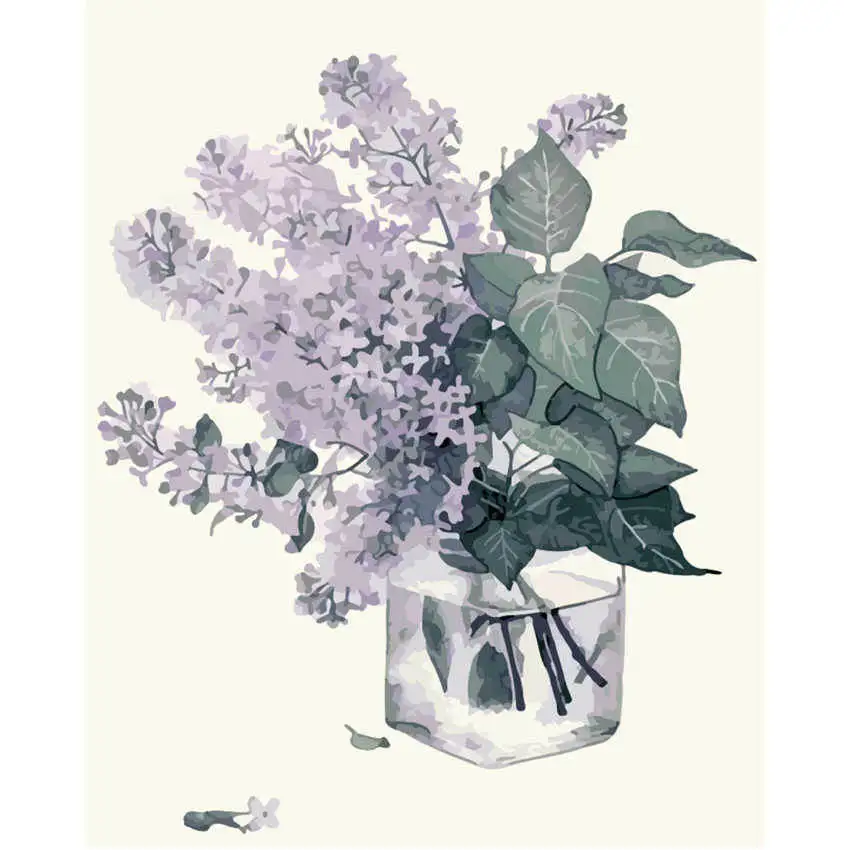 flower painting 9 DIY Рисование на холсте для украшения стен, краска по номерам 40x50 см, красочная Зебра, набор для рисования цифр для взрослых - Цвет: flower painting 9
