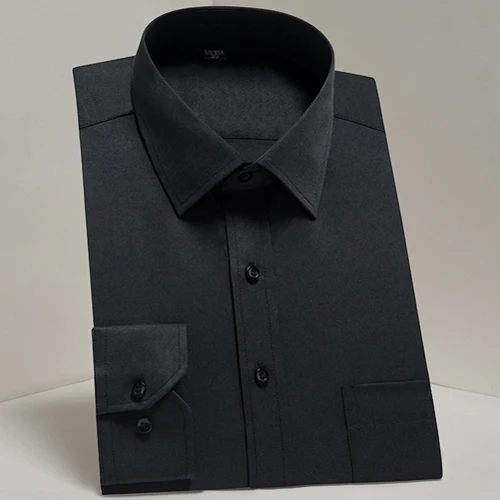 Мужская Классическая однотонная Классическая рубашка с длинным рукавом, удобная мягкая официальная деловая стандартная саржевая офисная белая рубашка - Цвет: AM001