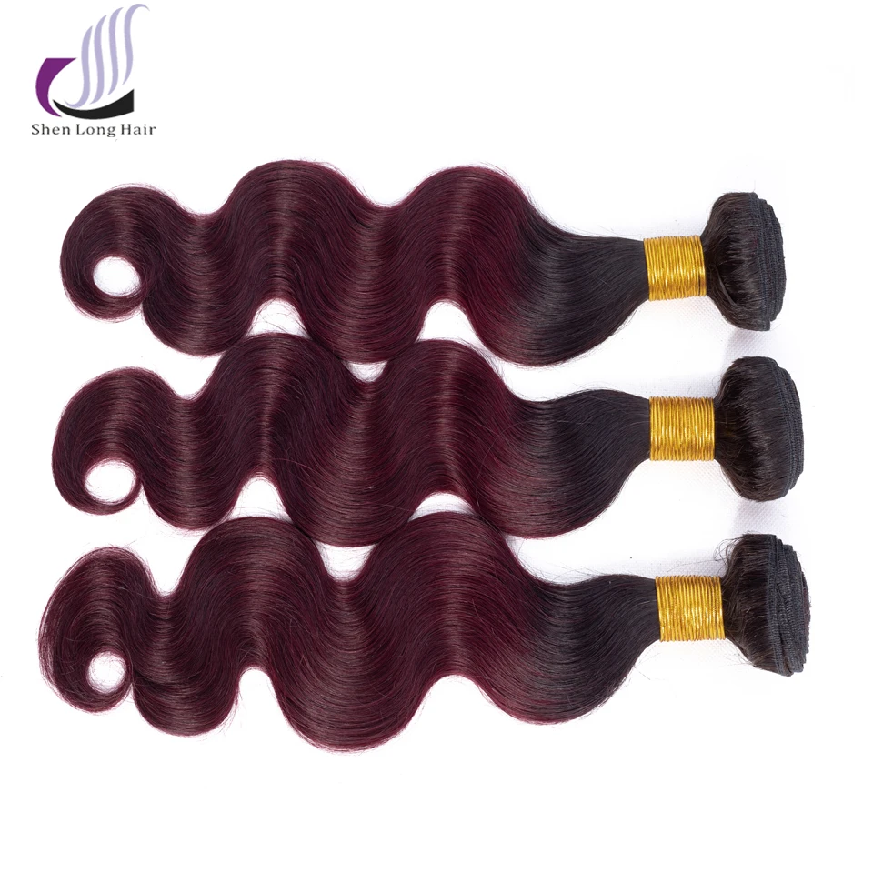 SHENLONG HAIR Body Wave Ombre Hair Bundles Brazilian Remy Human Hair Bundles 3 PCS 1B-99J 10-24 Inches Free Shipping