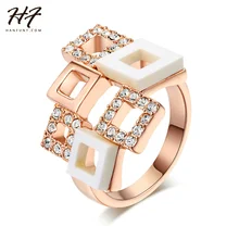 Романтические кубические циркония/Керамические клетчатые кольца цвета розового золота модные ювелирные изделия с кристаллами для женщин anel aneis R072
