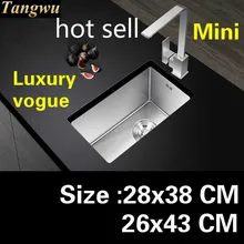 Высококачественная кухонная ручная раковина одинарная мойка, маленькая 304 нержавеющая сталь, роскошная,, 28x38/26x43 см