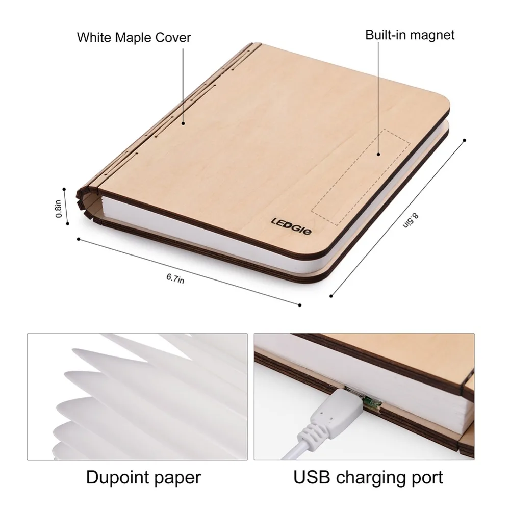 Светодиодный GLE USB Перезаряжаемый креативный складной светодиодный светильник в форме книги высокого качества ночной светильник ing лампа портативный книжный светильник