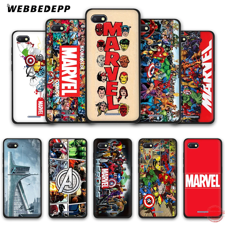 

WEBBEDEPP Marvel Superheroes The Avengers Soft Phone Case for Redmi Note 8 7 6 5 Pro 4A 5A 6A 4X 5 Plus S2 Go Cases