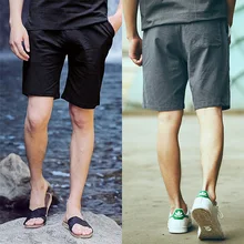 Хлопок и лен мужские Шорты узкие прямые эластичные повседневные шорты