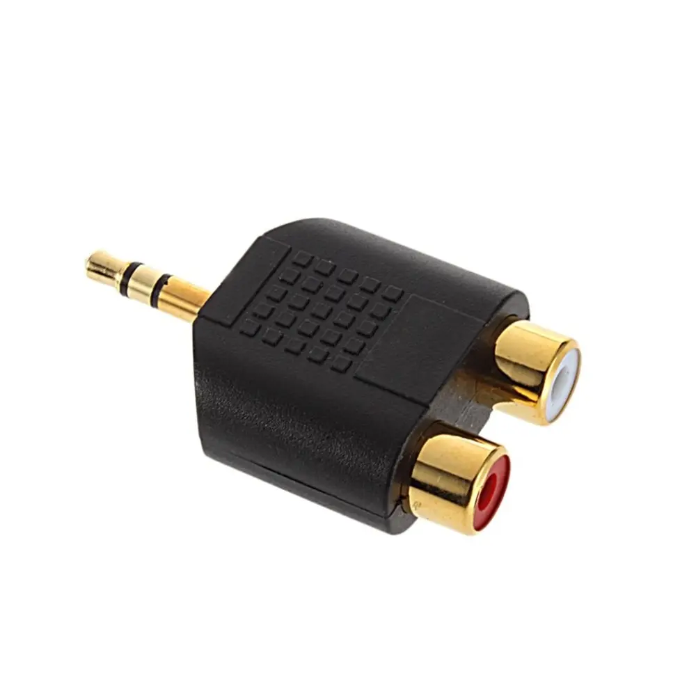 

1Pc Portable Gold-plated 3.5mm Stereo Plug to 2RCA(Red+White) Female Connector Adapter for TV Phone Notebook Desktop DV