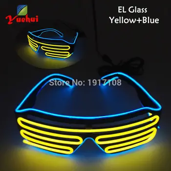 

New style Bi-color Light up Shutter Glasses Party supplies 17 Style Sound active EL wire Glasses For Dance Festival decoration
