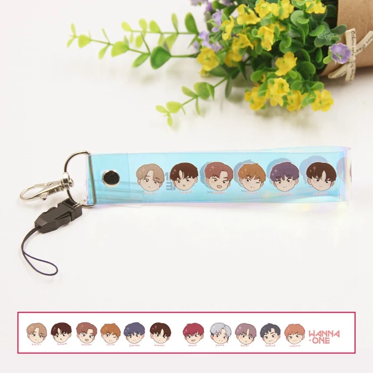 

Kpop Wanna One Clear Name Laser Lanyard Kang Daniel Lai Kuan Lin Keychain Phone Strap Bag Pendant