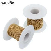 

SAUVOO 10 Yard Link Chain Wide 1.5mm 2.0mm 2.2mm Gold Color Stainless Steel for Necklace Bracelet DIY Jewelry Making Findings