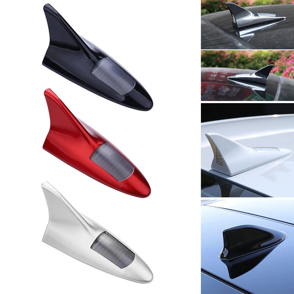 LED Signal Antenna Solar Shark Fin Car Roof Light Sensor Decoration Lithium Battery Car Accessories