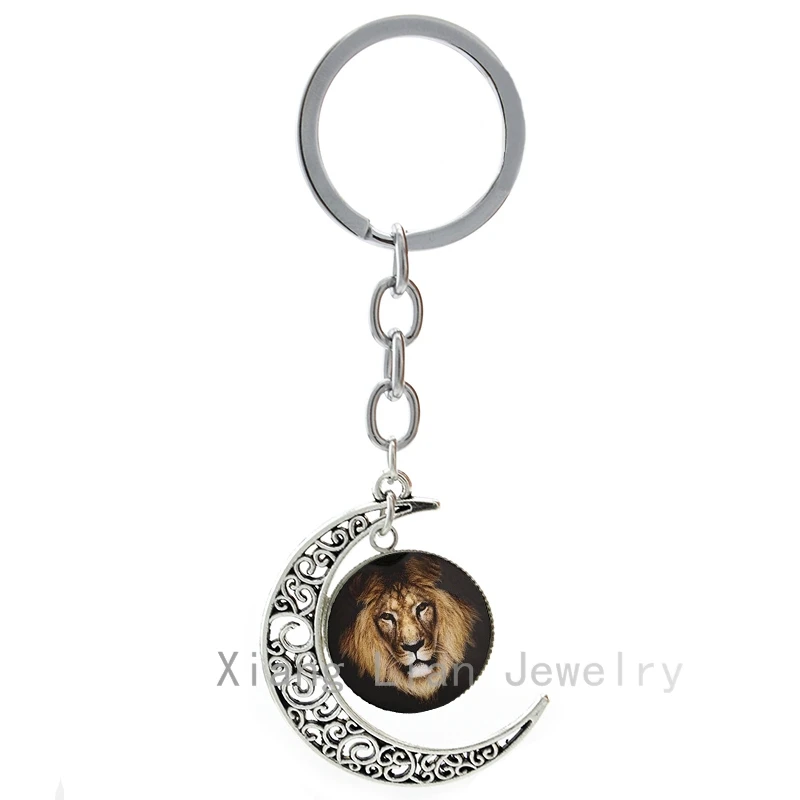 

King keychain commanding male keyring super cool wild animal king lions moon pendant key chain fathers idea gift T717