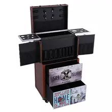 Хит! мужской ретро косметический чехол на колесиках, набор инструментов для макияжа ногтей, сумка на колесиках, несколько ящиков, красивый чехол на колесиках с татуировкой