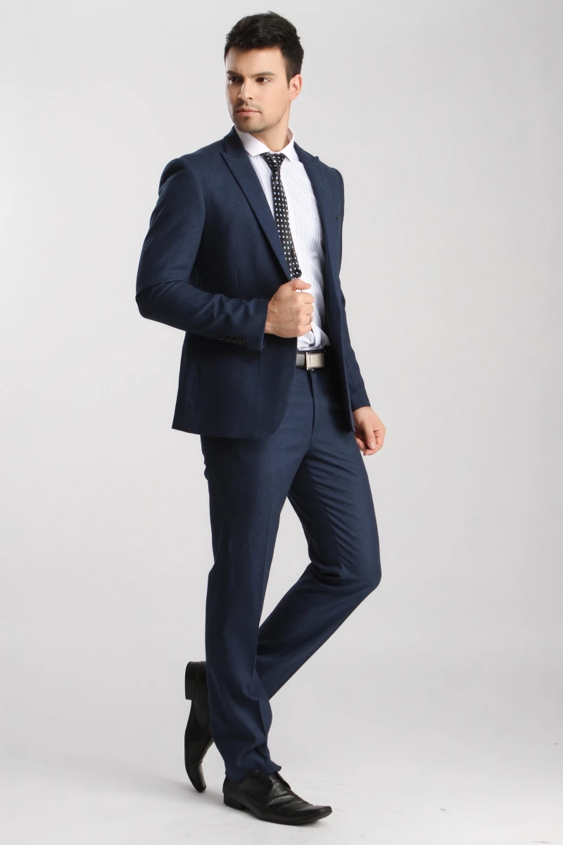 Newest fashion Korean men suits blue tuxedos for weddings 2 pieces one button boss | Мужская одежда