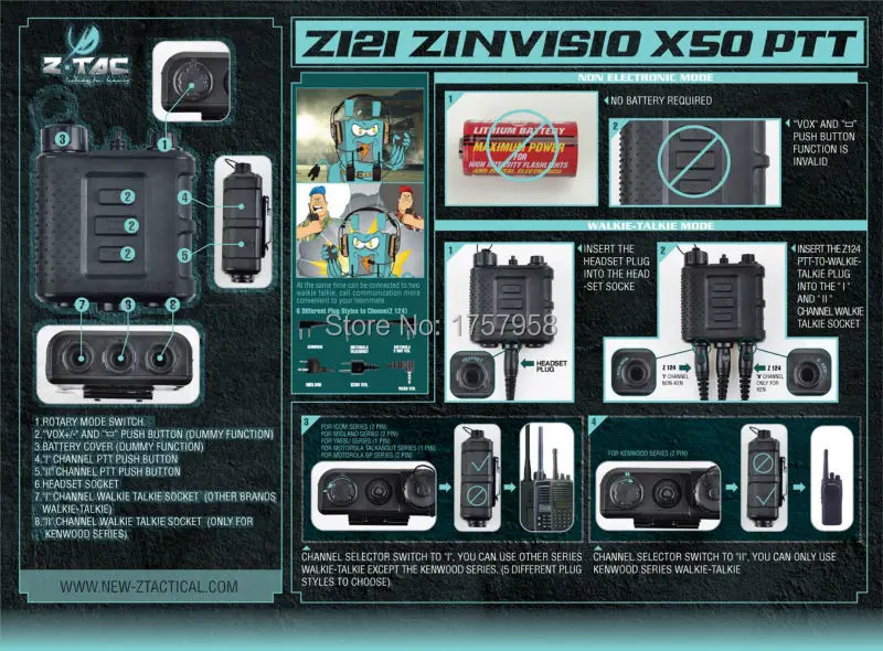 Z Тактический Z121 zinvisio X50 PTT черный-Z 121 Кен-дерево версия