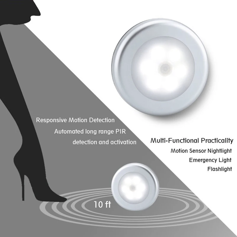 Conduziu a Luz para o Armário Corredor da Lâmpada do Armário de Parede Bochsbc Sensor Infravermelho Noite Lâmpada Luzes 6 Leds Movimento Escada Deck Porão 5 Pcs 7 Luzes 6 LEDs Movimento Conduziu a Luz