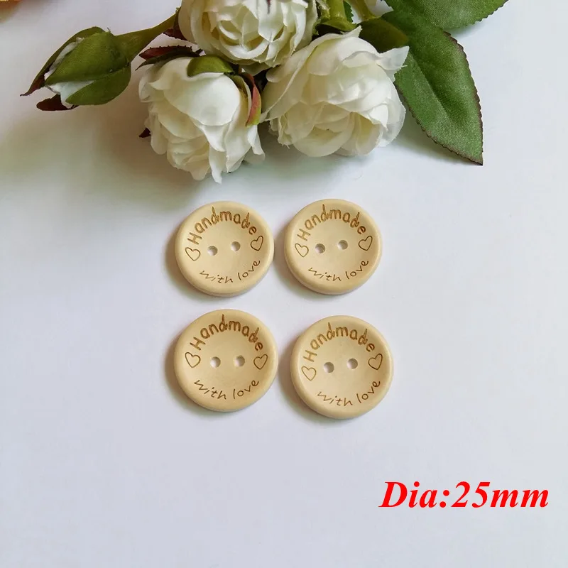 

120pcs 25mm Circular Laser Marking Wood Buttons DIY Garment Accessories Wood Sewing Buttons Scrapbook