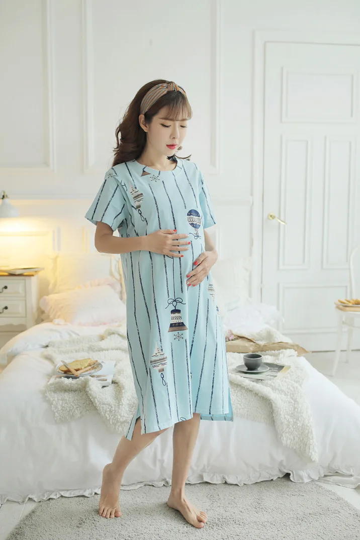 Материнская одежда для сна хлопок большой Размеры для беременных Для женщин пижамы кормление грудью ночная рубашка платье одежда ночная рубашка