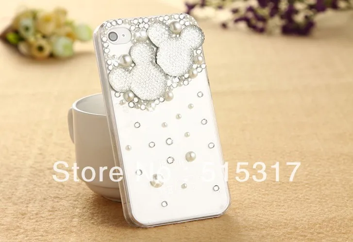 Free shipping Cartoon Mouse Cellphone Cover for Iphone4/4s 3D Diamond Rhinestone Mobilephone Case For Iphone Phone Accessory |
