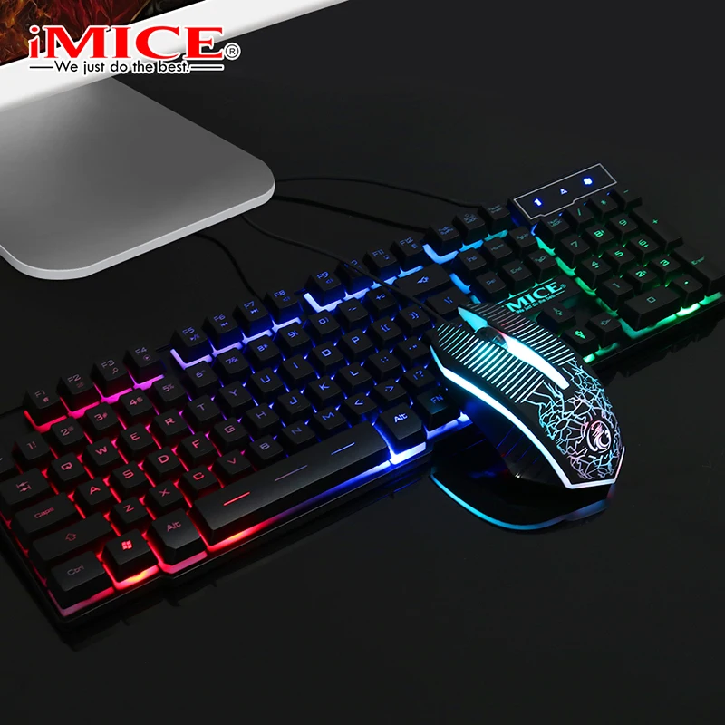 104 ключей Проводная игровая клавиатура мышь комплект USB Водонепроницаемый