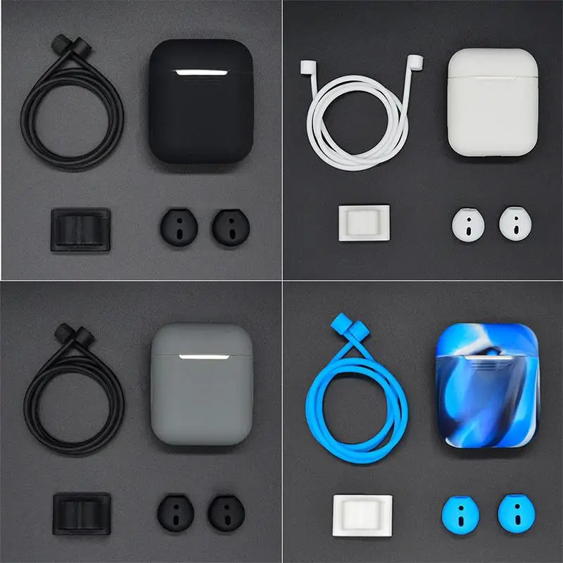 5 в 1 силиконовый чехол hobbylan для гарнитуры Airpods аксессуары + шейный ремешок