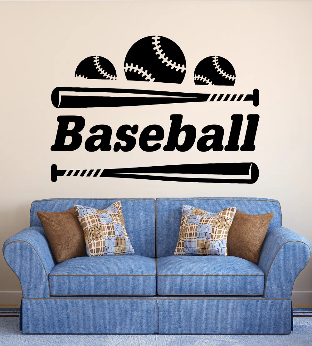Wall Decal Baseball Vinyl Sports Sticker Bat Ball Bedroom Living Wall Decal Baseball Vinyl Sports Sticker Bat Ball Bedroom Living Room Decoration Kids House Home Accessories Wallpaper Ww 156