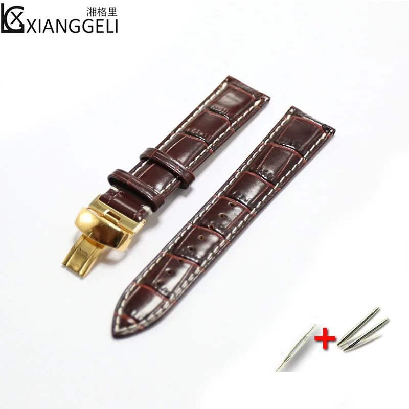 Аксессуары для часов 18mm20mm22mm Mido M-8600M027.407M021 кожаный ремешок серии Бабочка Пряжка для всех типов мужчин и женщин - Цвет ремешка: Brown white line
