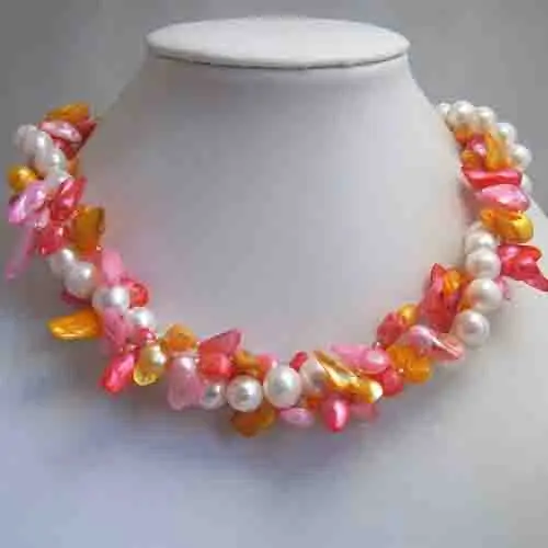 

Unique Pearls jewellery Store 3Rows Multicolor Real Freshwater Pearl Necklace Magnet Clasp Perfect Party Women Gift