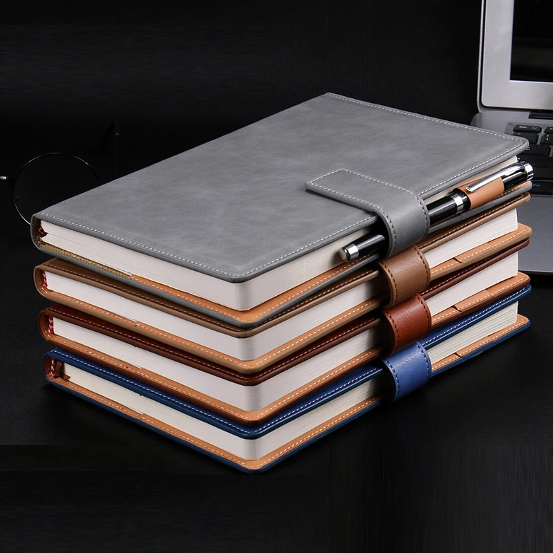 

Business Notebook Tool A5 Subdiary Simple Leather Belt Buckle Notebook Gift Box Large Meeting Notebook Office Supplies Work Thic