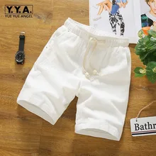 Лидер продаж, летние модные однотонные хлопковые брюки, Cortos Hombre, прямые шорты с завязками на талии, большие размеры, мужские повседневные пляжные шорты