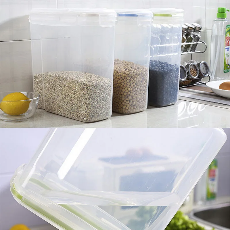 Urijk 4L/2.5L/1.1L квадратные пластиковые емкости для хранения, кухонная коробка для хранения, диспенсер для зерновых, контейнеры для хранения зерновых