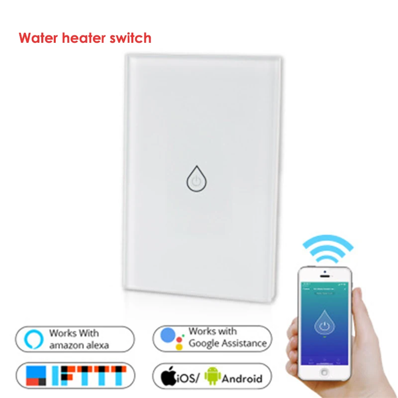

Wifi Smart Switch Water Heater Switches Voice Remote Control US standard Touch Panel Timer Outdoor work alexa google home
