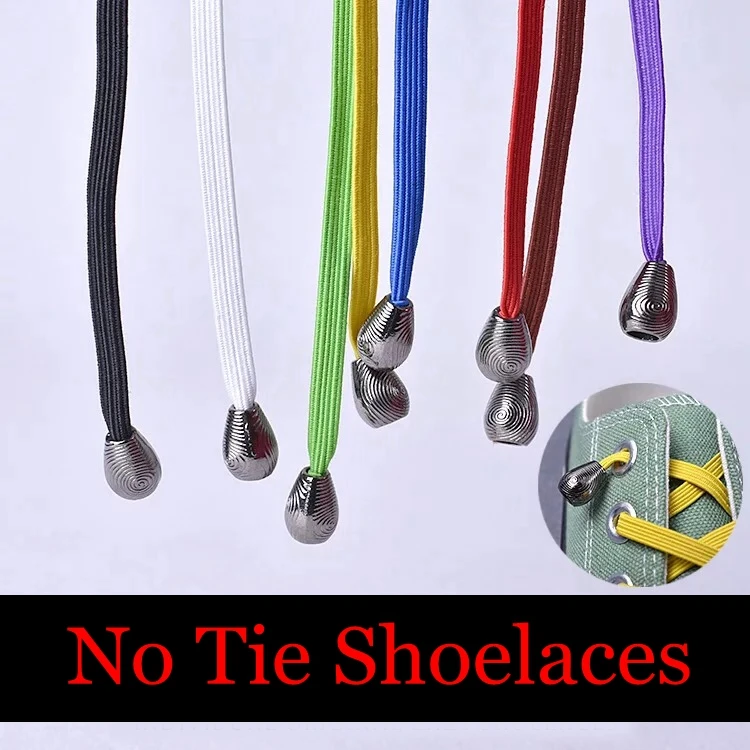 

1Pair Metal Head Flat Shoe Laces No Tie Shoelaces Kids Adult Quick Shoelace Elastic Sneakers Shoe Lace 21 Colors lacets baskets