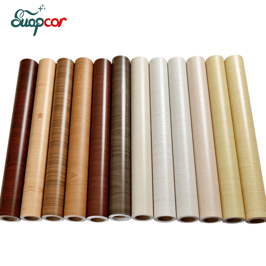 Wood Grain Waterproof Moistureproof Self-Adhesive Bedroom Wardrobe Cabinet Desktop Door Wallpaper Old Furniture Renovation Film