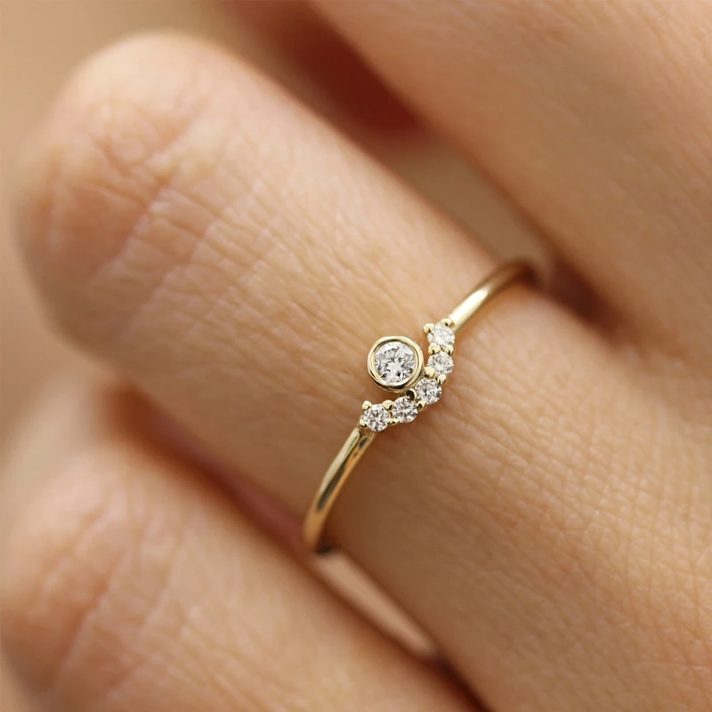 

ZHOUYANG Midi Rings For Women Simple Design Light Yellow Gold Color Thin Finger Ring Fashion Jewelry KAR141