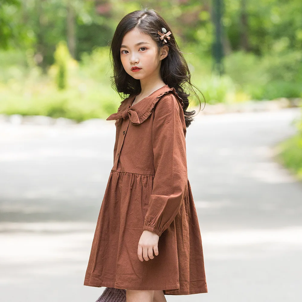 

Princess Dress Long Sleeve Cotton Dress for Little Girl Autumn Winter Dress 6 8 10 12 14 years Kids Dresses