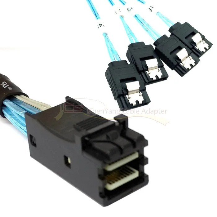 

100PCS/Internal Mini SAS SFF-8643 Host to 4 SATA 7pin Target Hard Disk 6Gbps Data Server Raid Cable 50cm