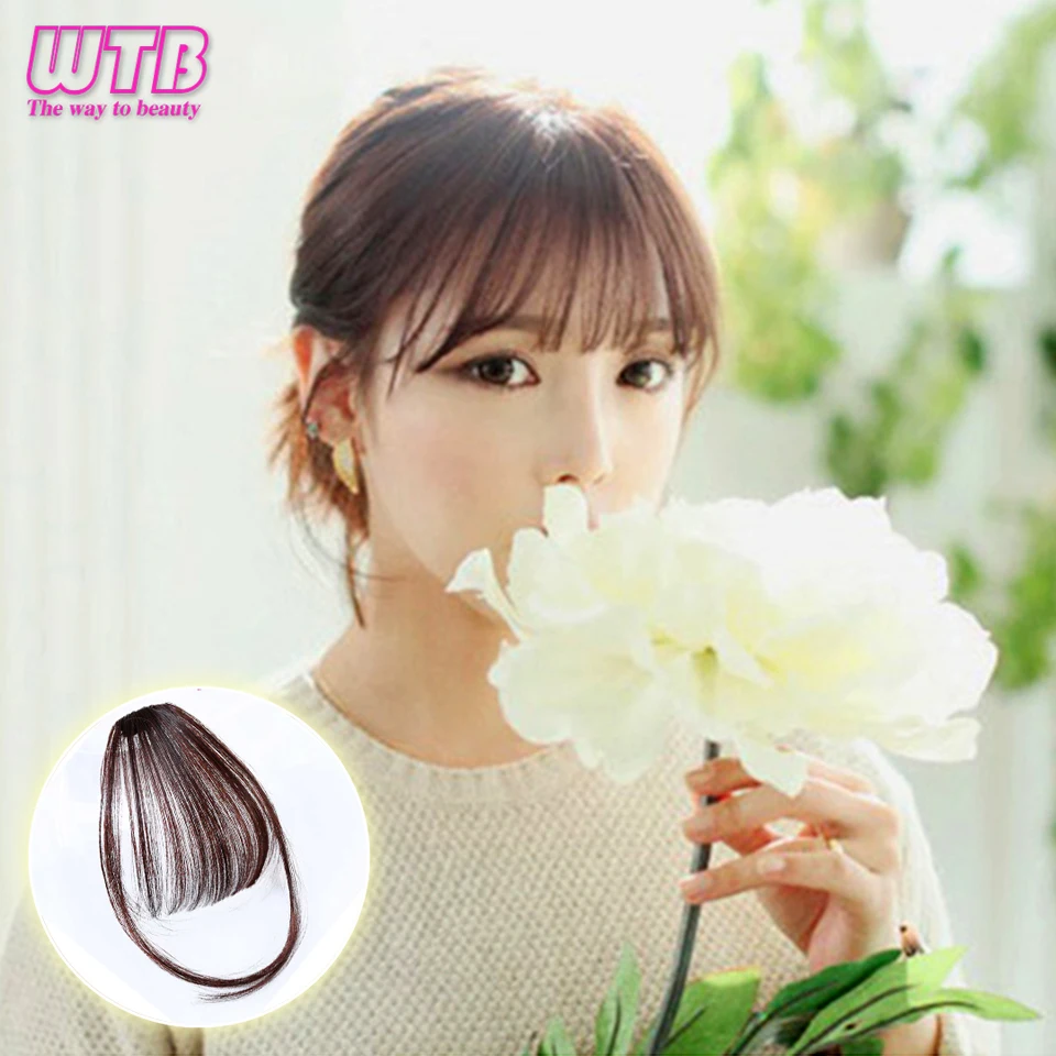 Air Bangs Heat Resistant Synthetic Hair pieces Clip In Hair Extensions for Women Black Brown WTB