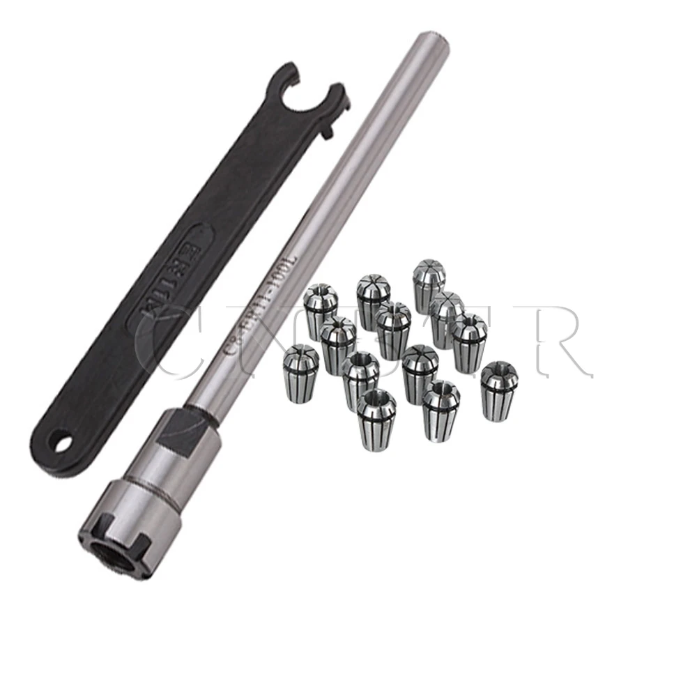 

CNBTR 15pcs Drilling Milling C8-ER11M-100L Straight Chuck Wrench Spring Collect