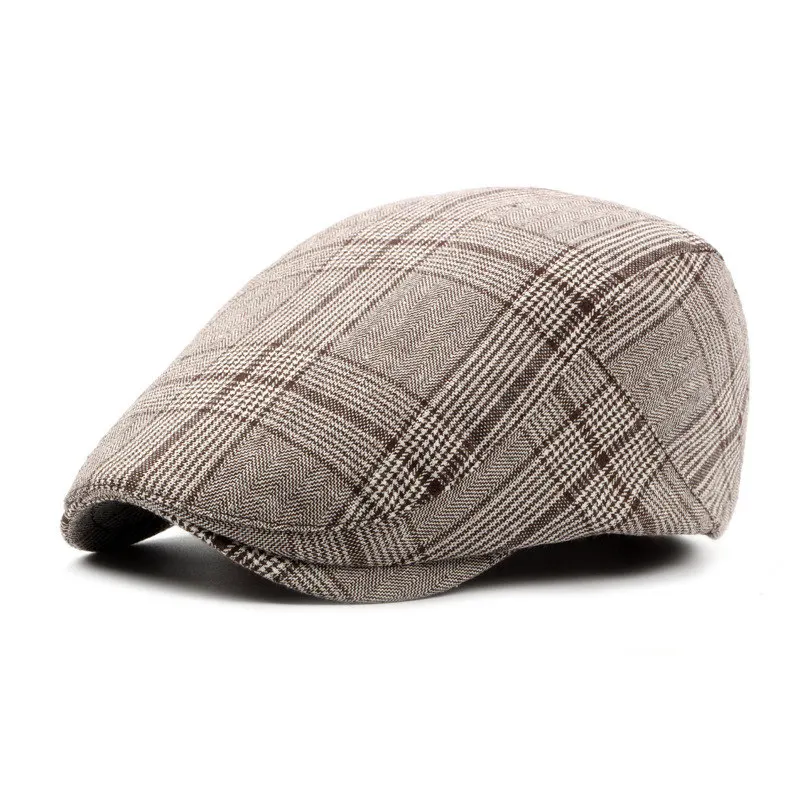 New Fashion Striped Beret Cotton Flat Hats For Men Women Newsboy Cap - Цвет: 1